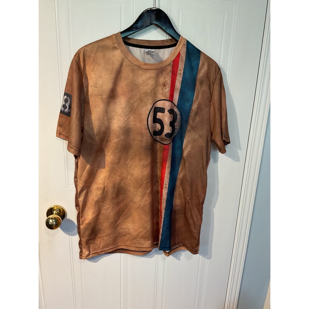 Unbranded Racing Graphic Tee Mens XL Brown Excellent Herbie 53 Rusty Car Print
